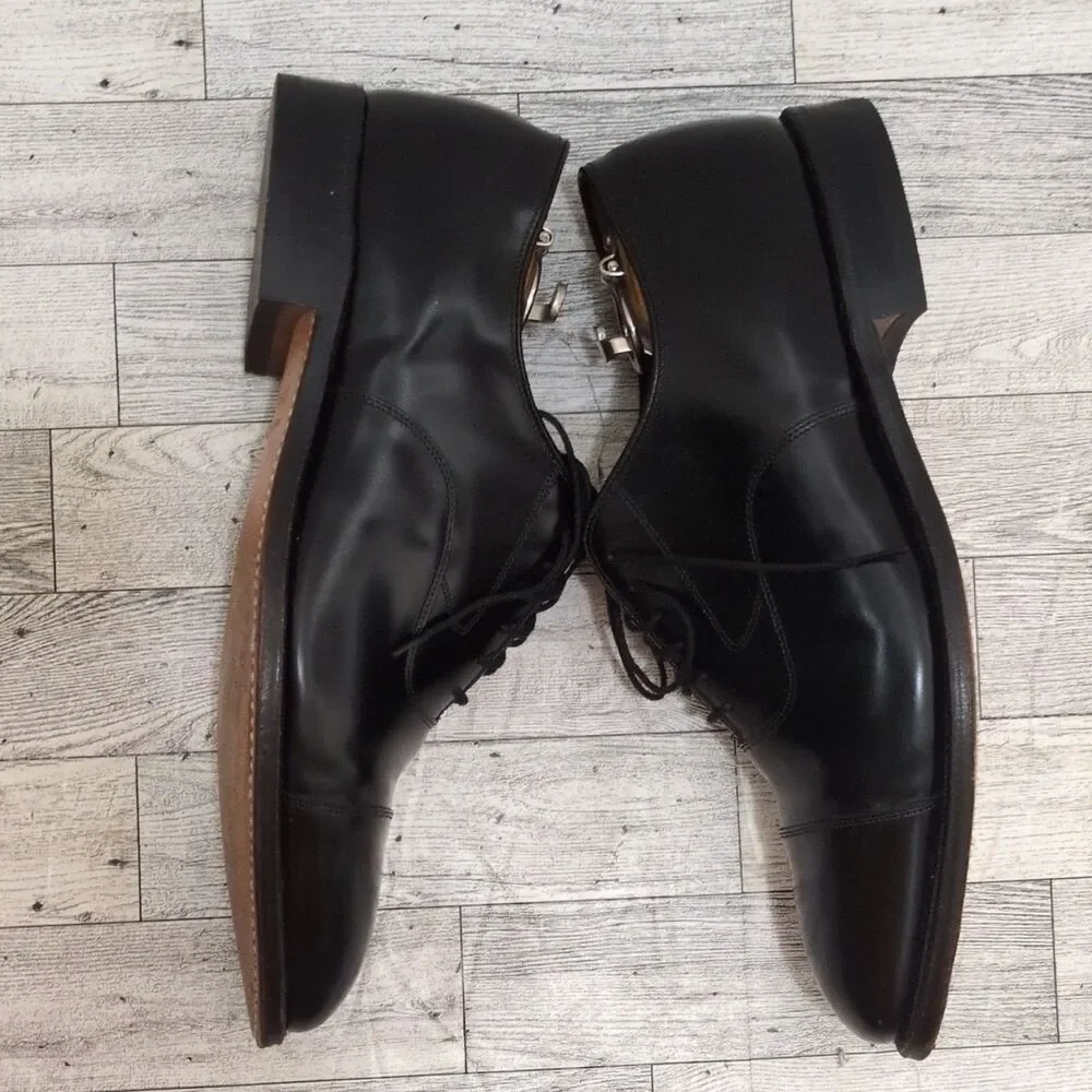 Johnston & Murphy Men's Black Leather Cap Toe Oxford Dress Shoes 10 D/B 22-2981